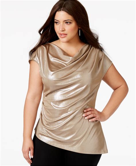 metalic fabric shirts for plus size women|plus size metallic tops for women.